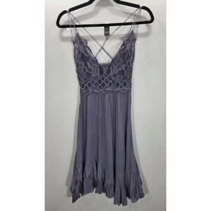 Free People FP One Boho Lace‎ Smocked Mini Dress Purple Size S